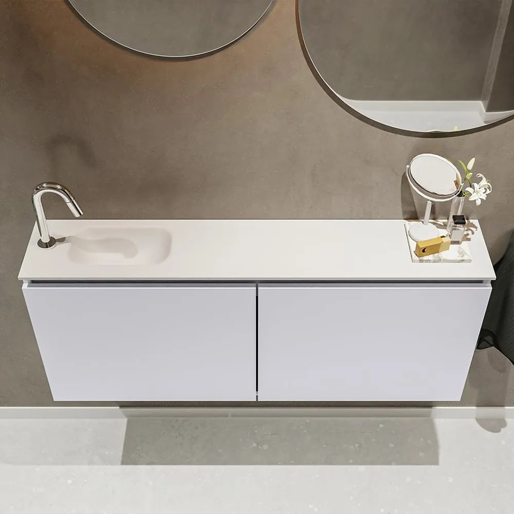 Mondiaz Ture 120cm toiletmeubel cale met wastafel talc links 1 kraangat