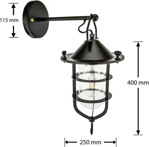 Talmis Industrieel Wandlamp Voor Buiten, Zwart