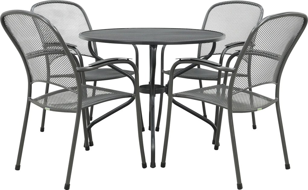 Royal Garden Carlo ronde stapelbare tuinset strekmetaal Ø90 cm.