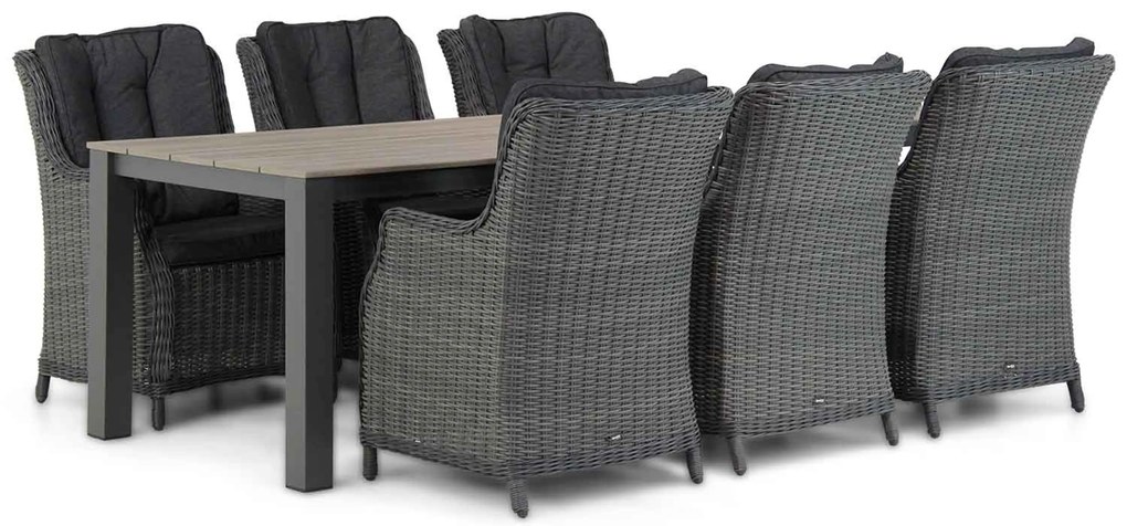 Tuinset 6 personen 240 cm Wicker Grijs Garden Collections Buckingham/Valley