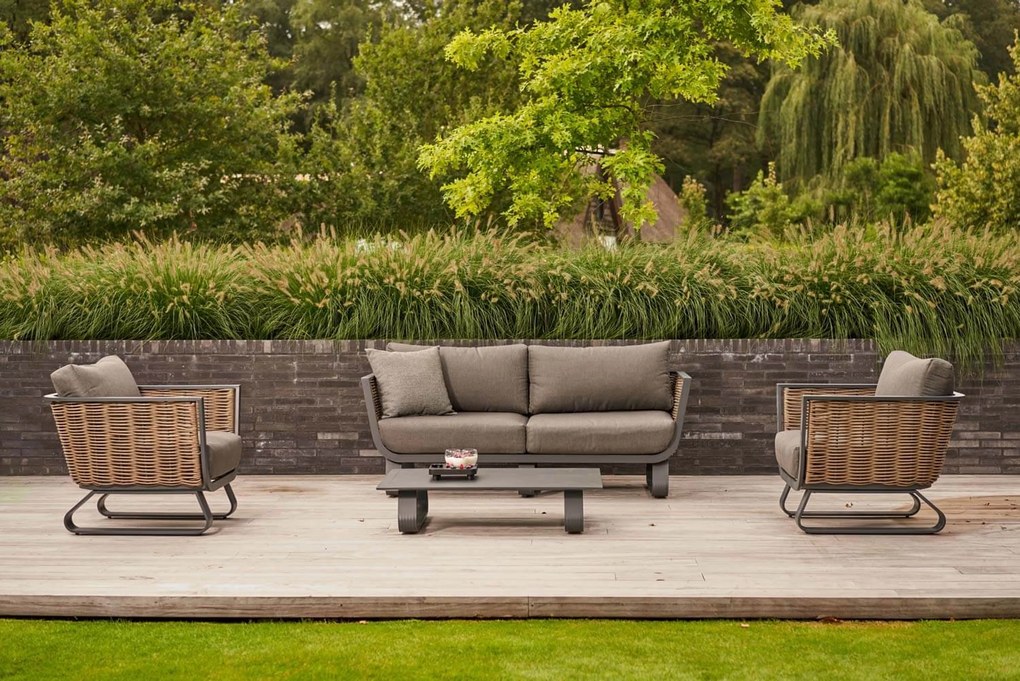 Stoel en Bank Loungeset 4 personen Aluminium/wicker Grijs Santika Furniture Santika Tika