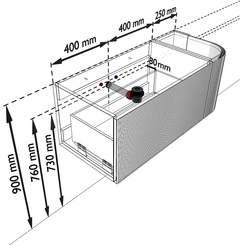 Mondiaz Kurve 105cm badmeubel ronding rechts shadow met 1 lade en deur en wastafel big small links zonder kraangat urban