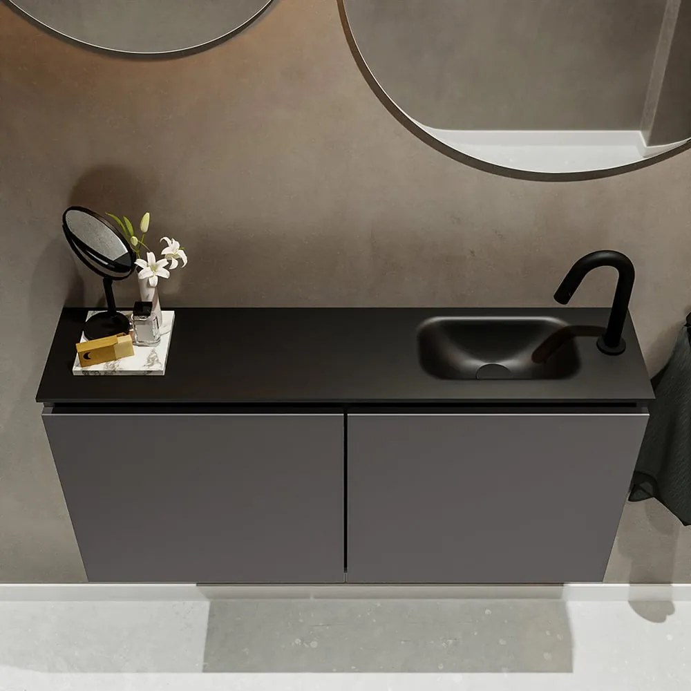 Mondiaz Ture 100cm toiletmeubel dark grey met wastafel urban rechts 1 kraangat