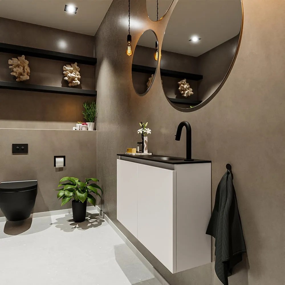 Mondiaz Ture 80cm toiletmeubel linen met wastafel urban rechts 1 kraangat