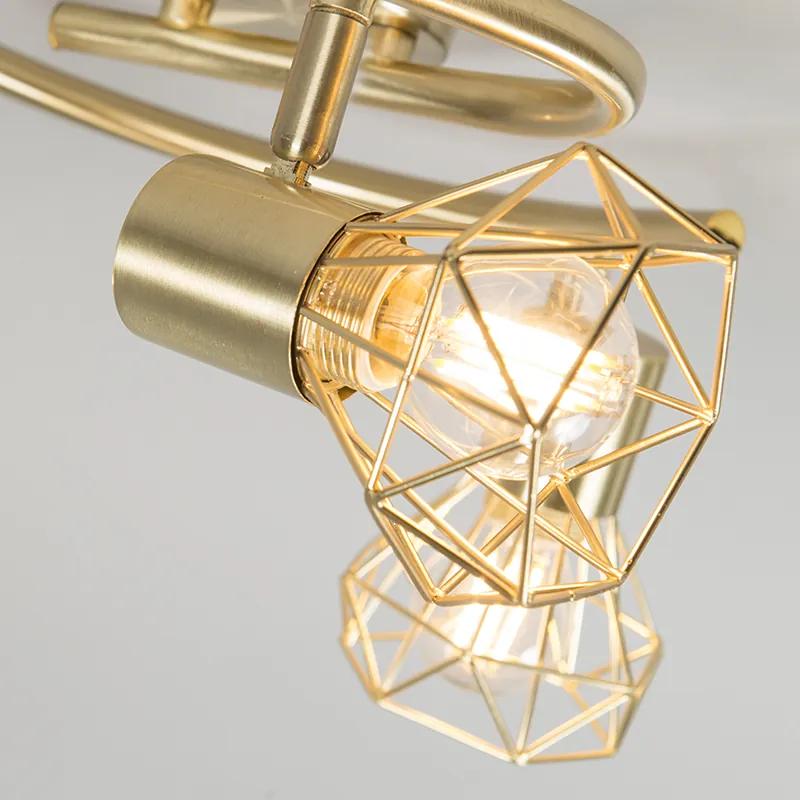 Art Deco Spot / Opbouwspot / Plafondspot messing draai- en kantelbaar 3-lichts - Mosh Modern E14 rond Binnenverlichting Lamp