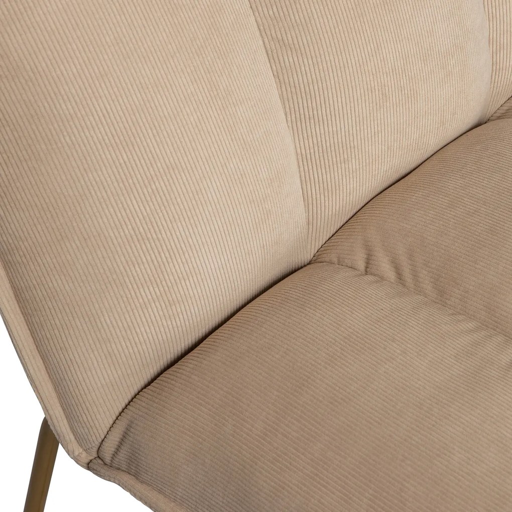 Woood Fie Fauteuil Zand Ribstof Met Goud