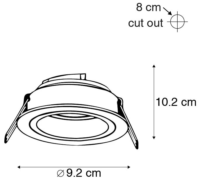 Moderne inbouwspot zwart 9,2 cm draai- en kantelbaar - Chuck