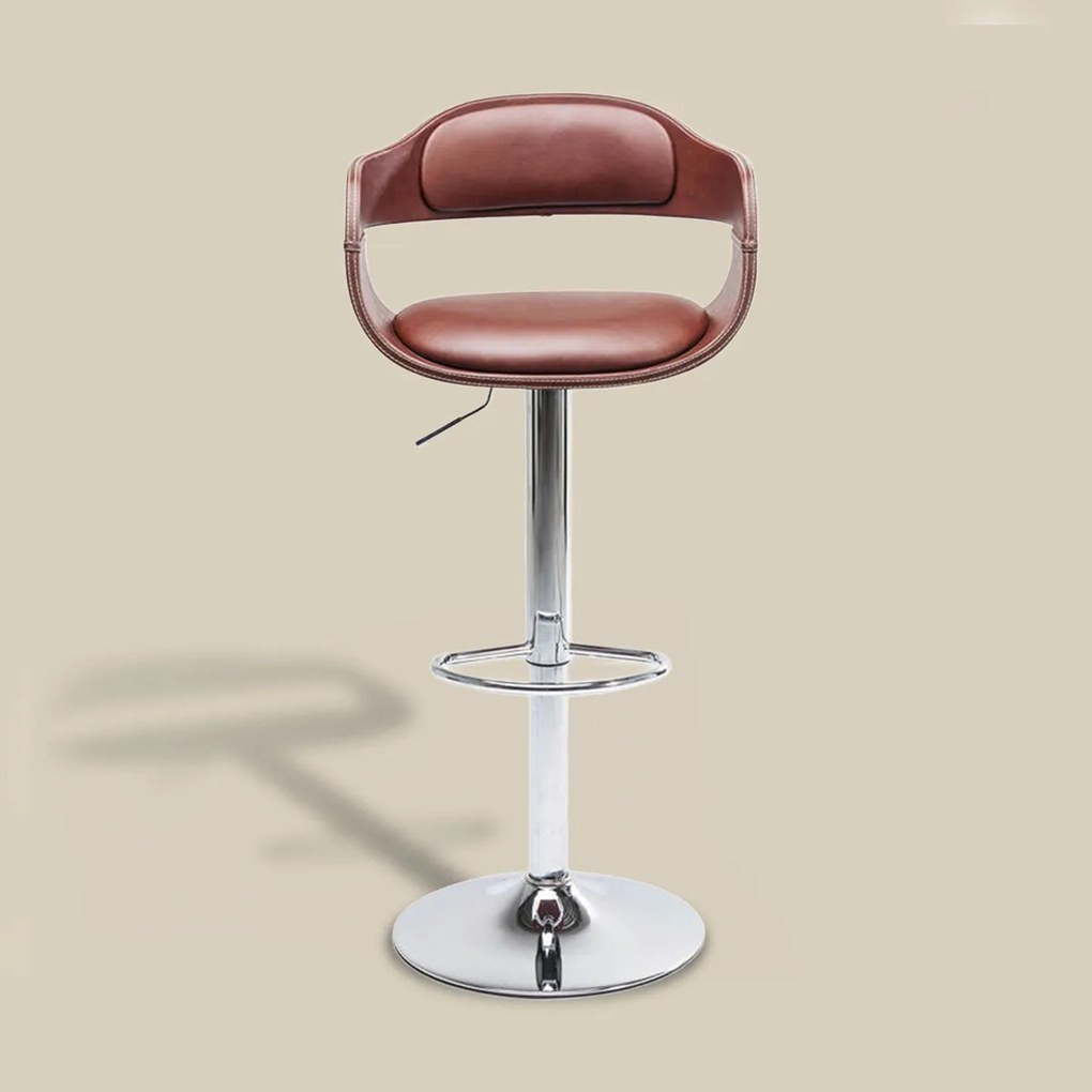 Retro Barkruk Bruin Leer