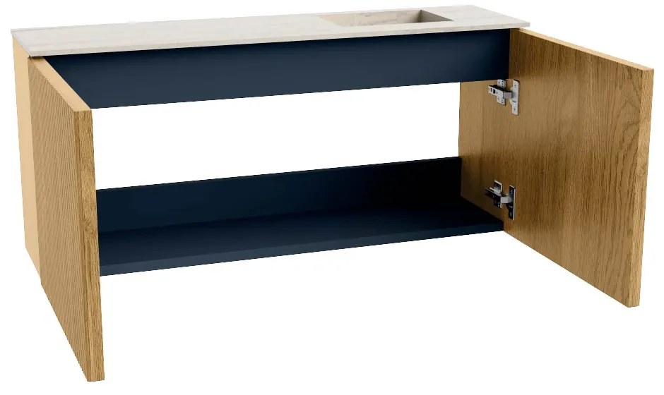 Mondiaz Joya DLux 90cm toiletmeubel oak met wastafel faye rechts zonder kraangat meli
