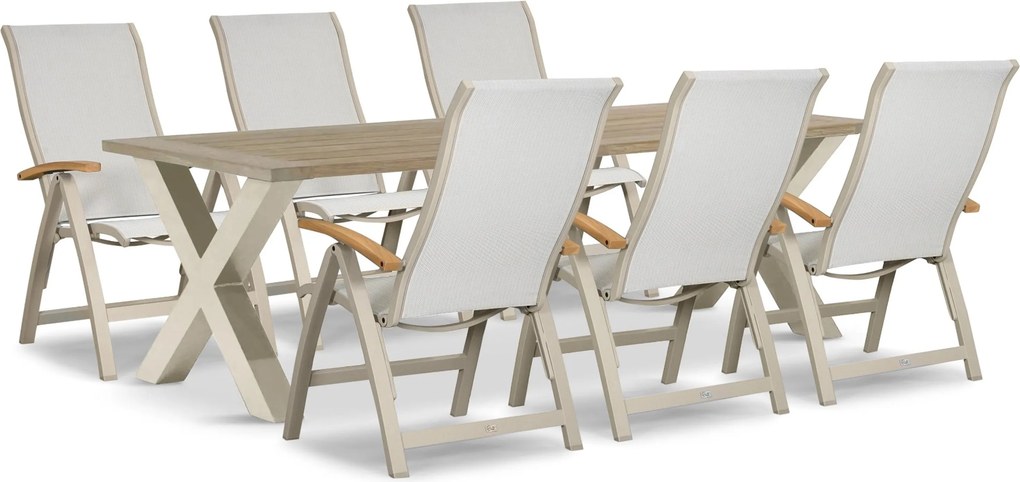 Tuinset 6 personen 240 cm Aluminium Taupe Presto Tarenta/Cardiff
