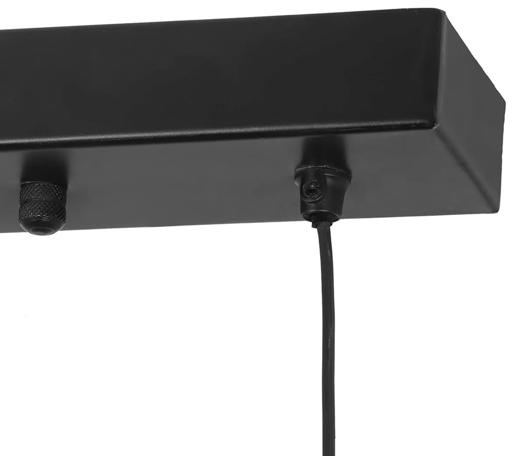 Japandi hanglamp zwart met bruin touw 4-lichts - Smilla