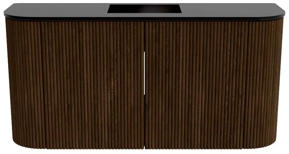 Mondiaz Joya 85cm toiletmeubel ronding links/rechts walnut met wastafel faye midden zonder kraangat urban