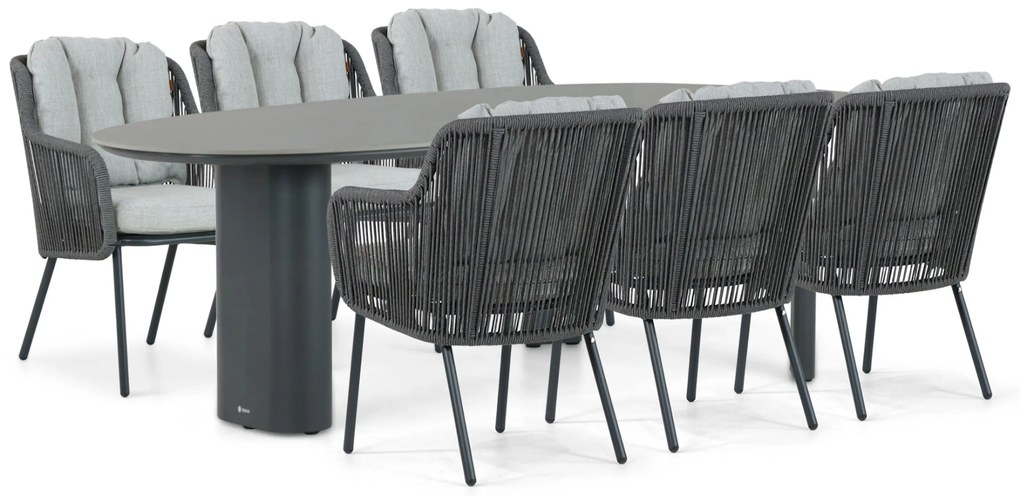 Tuinset 6 personen 240 cm Aluminium/rope Grijs Santika Furniture Santika