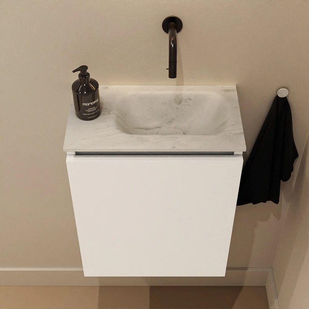 Mondiaz Ture DLux toiletmeubel 40cm talc met wastafel opalo rechts zonder kraangat