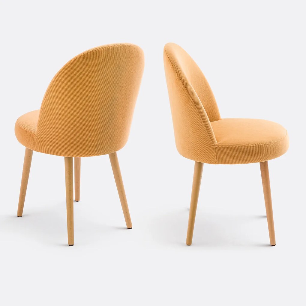 Set van 2 ribfluwelen stoelen Inès