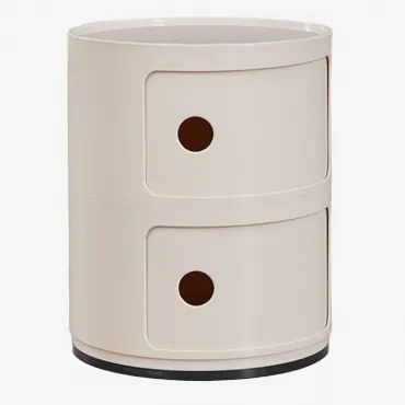 Ronde Bijzettafel Met Planken Babel Tapioca Beige & 2 Lades - Sklum