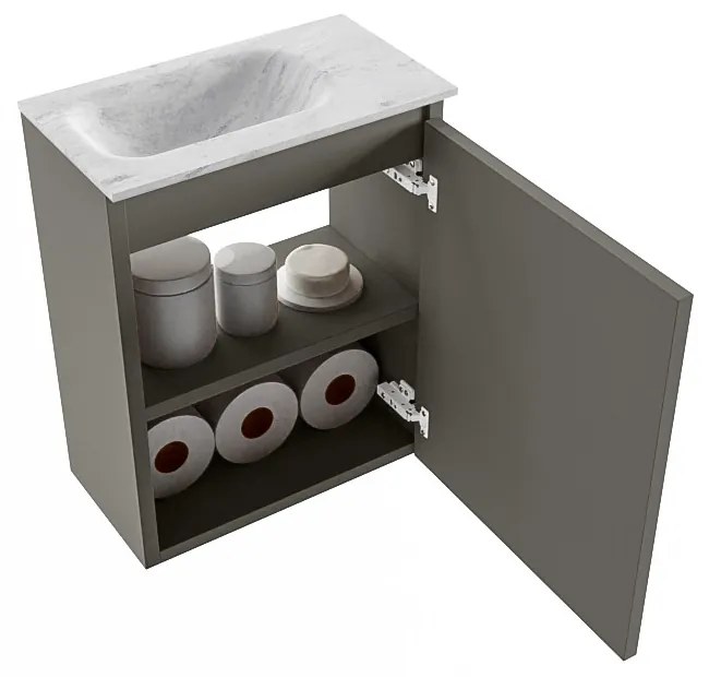 Mondiaz Ture DLux toiletmeubel 40cm smoke met wastafel opalo links met kraangat