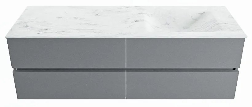 Mondiaz Vica DLux badmeubel 150cm plata 4 lades met wastafel opalo rechts zonder kraangat