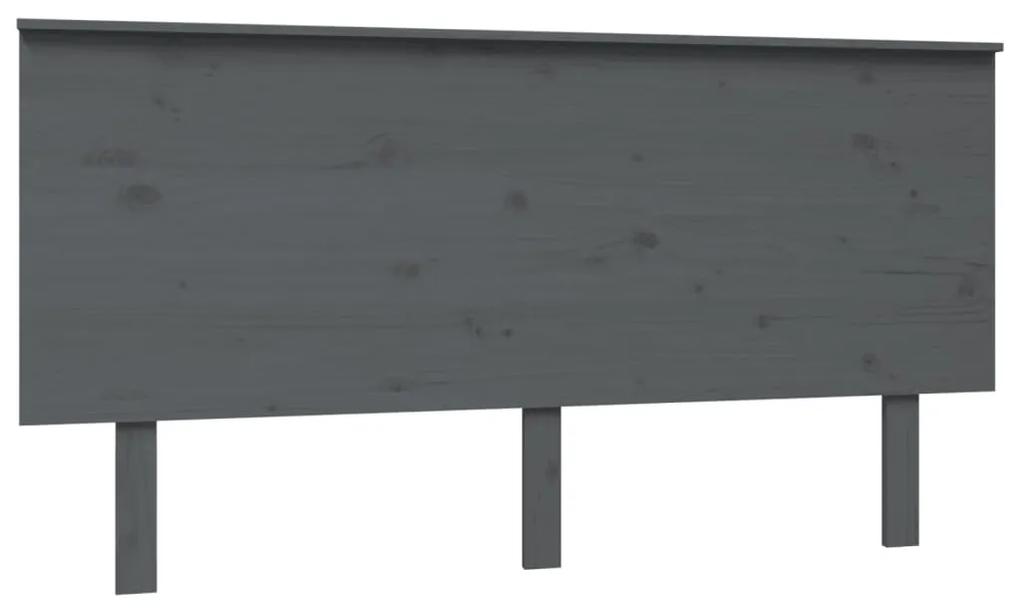 vidaXL Hoofdbord 154x6x82,5 cm massief grenenhout grijs