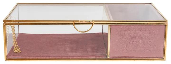 Sieradendoos met ringhouder - roze/goud - 25x15x6.5 cm