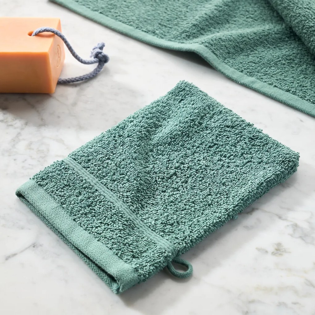 Set van 4 washandjes in bouclette badstof, Zavara