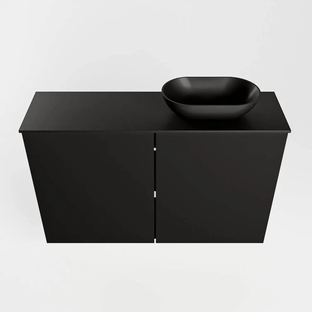 Mondiaz Fowy toiletmeubel 80cm urban met zwarte waskom rechts en kraangat