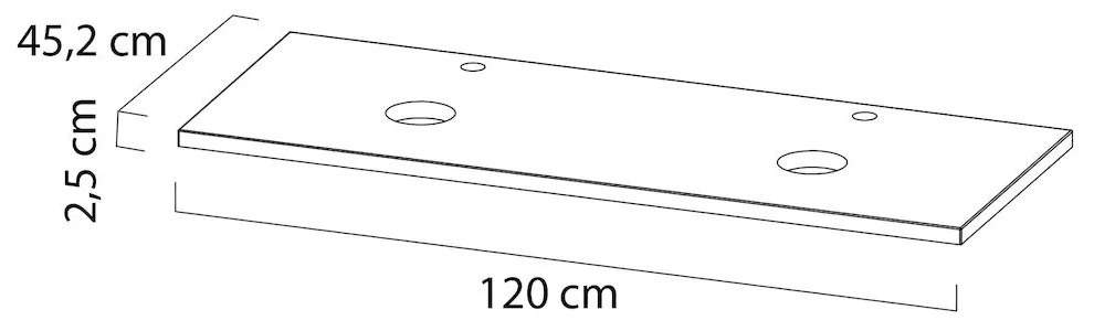 Tiger S-line wastafelblad met uitsparingen 120cm eiken