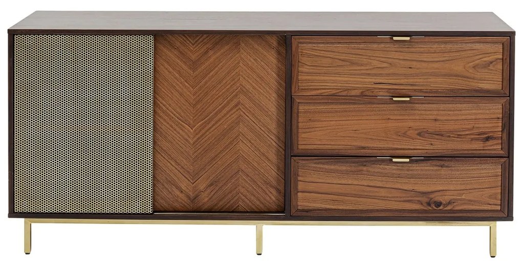 Kare Design Arizona Dressoir Walnoot En Messing - 160x45x76cm.