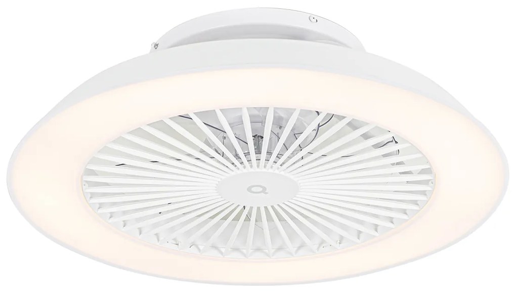 Smart Plafondventilator met lamp wit incl. LED met afstandsbediening - Deniz Modern rond Binnenverlichting Lamp