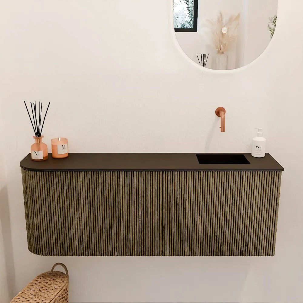 Mondiaz Joya 110cm toiletmeubel ronding links dusk met wastafel faye rechts zonder kraangat urban