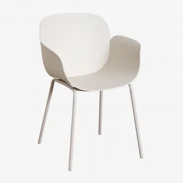 Set Van 4 Tuinstoelen Met Armleuningen Van Polypropyleen En Staal Lynette Steen Wit - Sklum