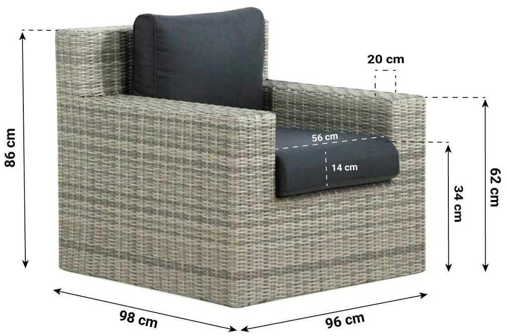 Hoek loungeset 5 personen Wicker Grijs  Garden Collections Amico