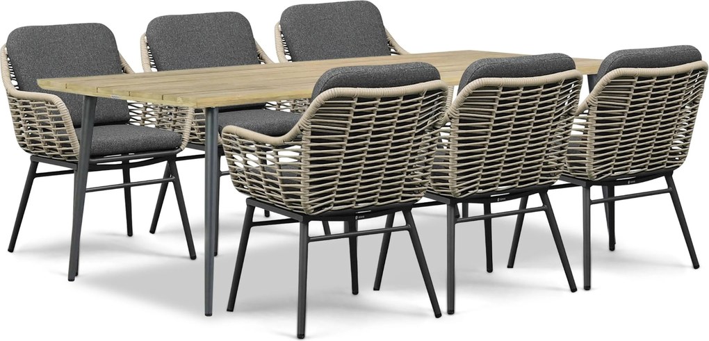Tuinset 6 personen 240 cm Rope Grijs Coco Antoni/Montana