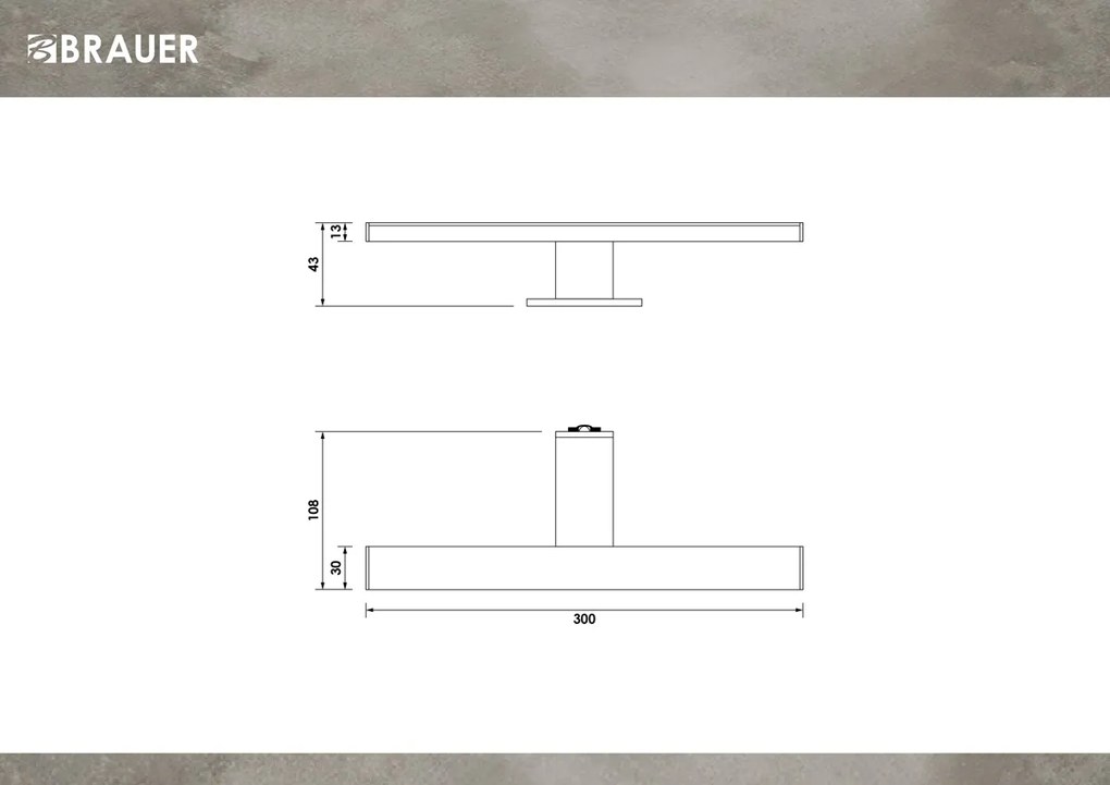 Brauer opbouw spiegelverlichting 30cm chroom