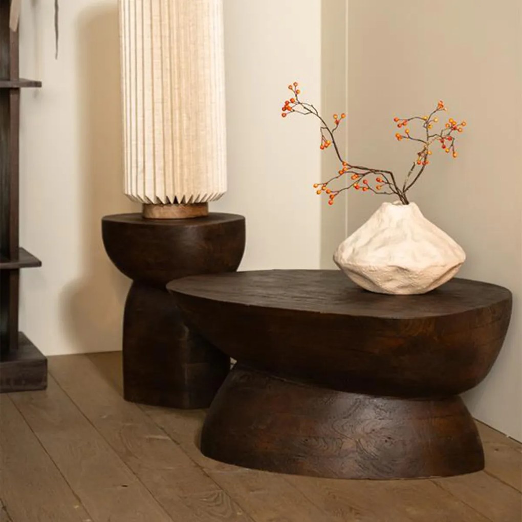 Salontafel Organisch Hout Bruin - 75 X 59cm.