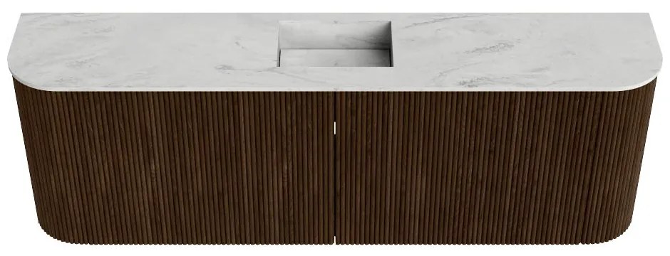 Mondiaz Joya DLux 125cm toiletmeubel ronding links/rechts walnut met wastafel faye midden 1 kraangat opalo