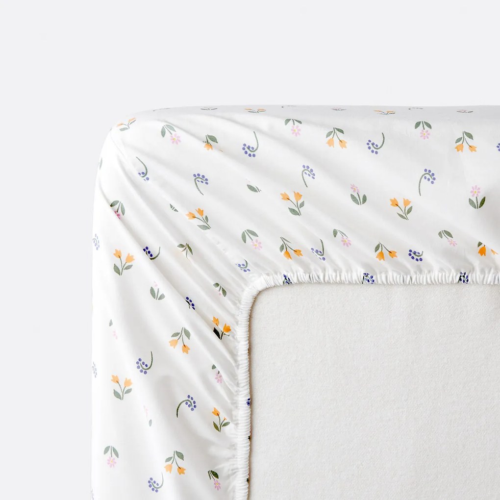 Hoeslaken voor kinderen, 50% gerecycled katoen, kap van 25 cm, eenhoornprint, TAMILA