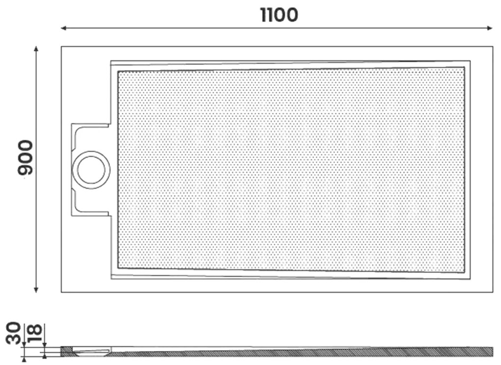 Gelco Ema rechthoekige douchebak antislip 110x90cm wit