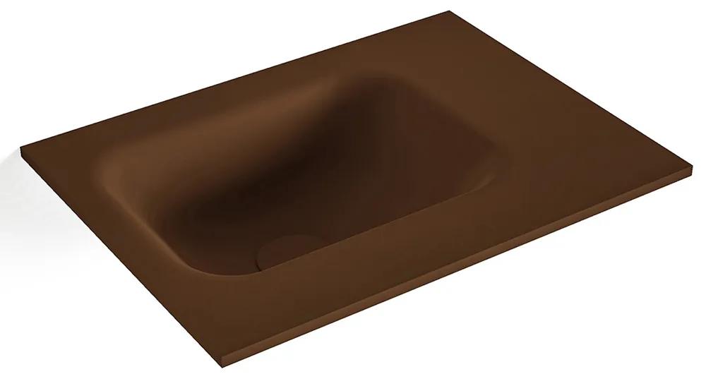 MONDIAZ LEX Rust solid surface inleg wastafel voor toiletmeubel 40cm. Positie wasbak links