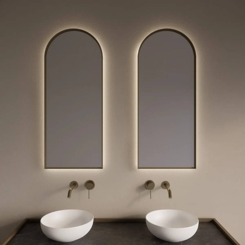 Gliss Design Delta spiegel met LED-verlichting 40x100cm mat goud