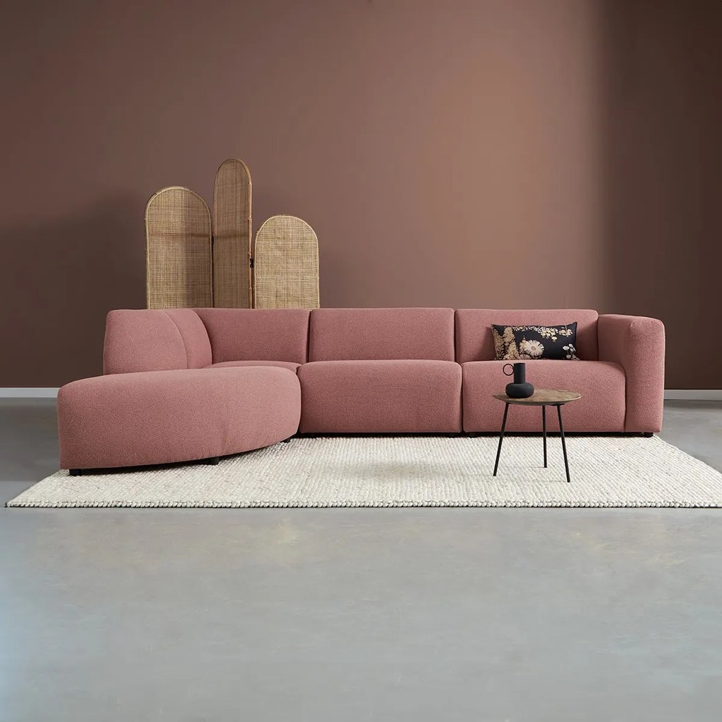 Hoekbank Met Rond Element Links Terracotta Roze