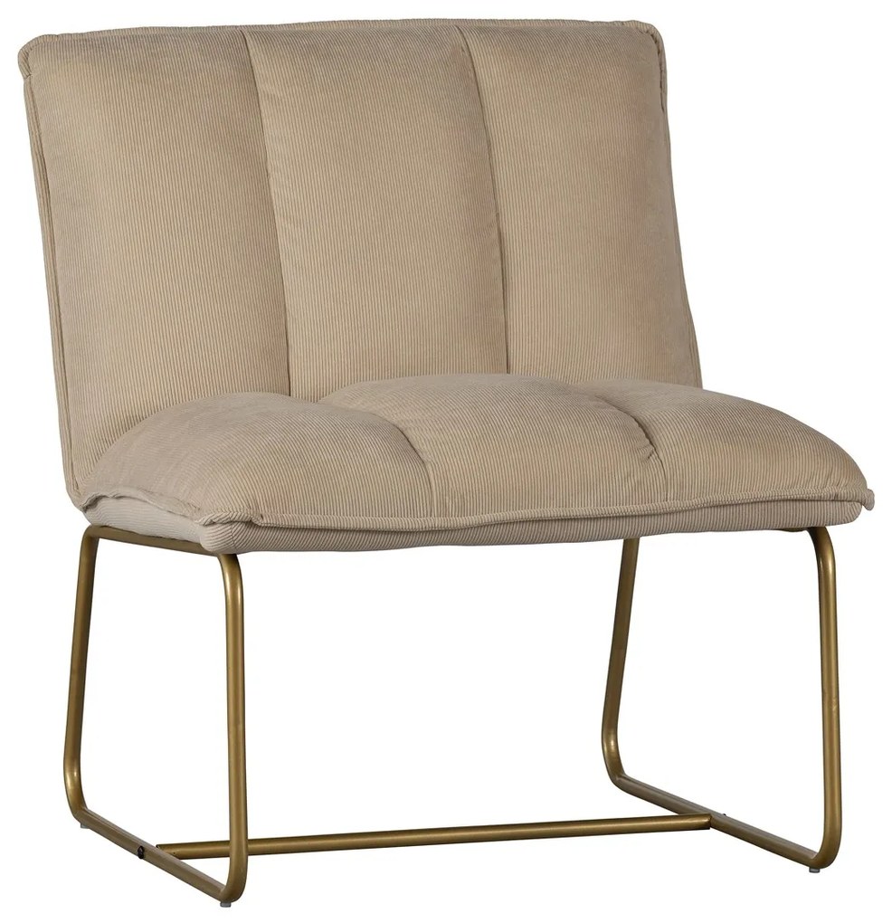 Woood Fie Fauteuil Zand Ribstof Met Goud