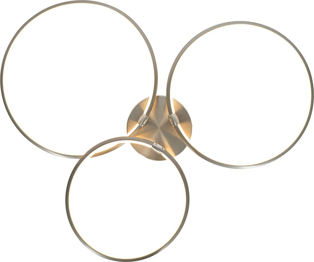 Design plafondlamp staal incl. LED 3-staps dimbaar 3-lichts - Joaniqa