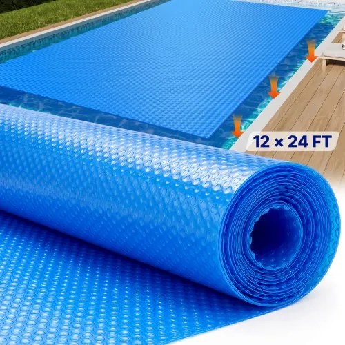 VEVOR Solar Pool Cover, 7,32 x 3,66 m Rechthoekige Solar Deken voor Zwembaden, Solar Cover voor Bovengrondse Zwembaden, 16 mil Solar Covers Blauw