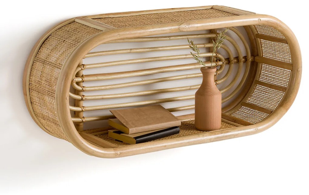 Grote wandplank in rotan, Gocco