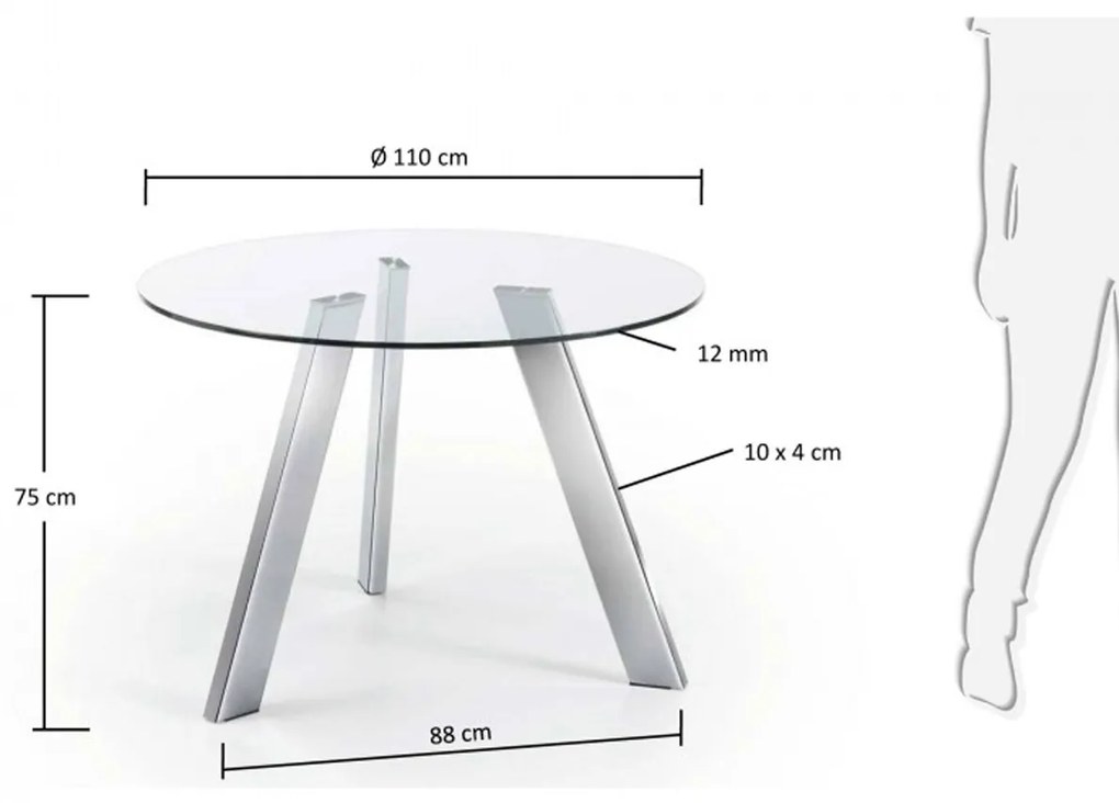 Kave Home Carib Ronde Glazen Eettafel 110 Cm