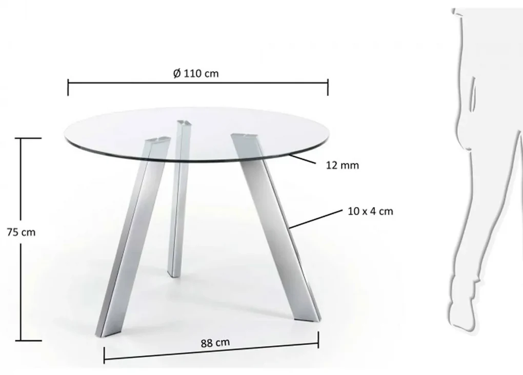 Kave Home Carib Ronde Glazen Eettafel 110 Cm