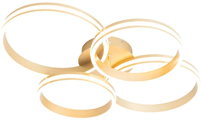 Plafondlamp messing incl. LED 3-staps dimbaar 4-lichts - Navara