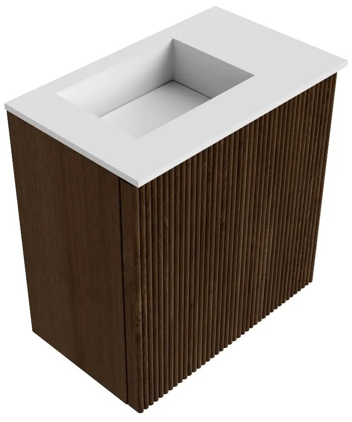 Mondiaz Joya 40cm toiletmeubel walnut met wastafel faye links 1 kraangat talc