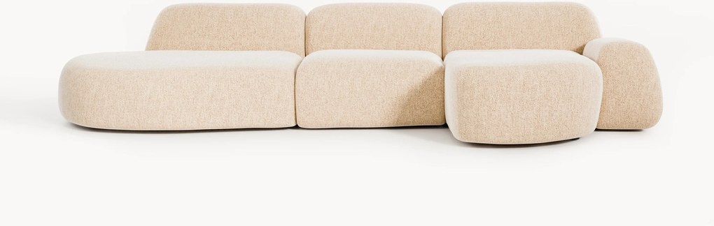 Modulaire bouclé hoekbank Wolke (4-zits) met chaise longue